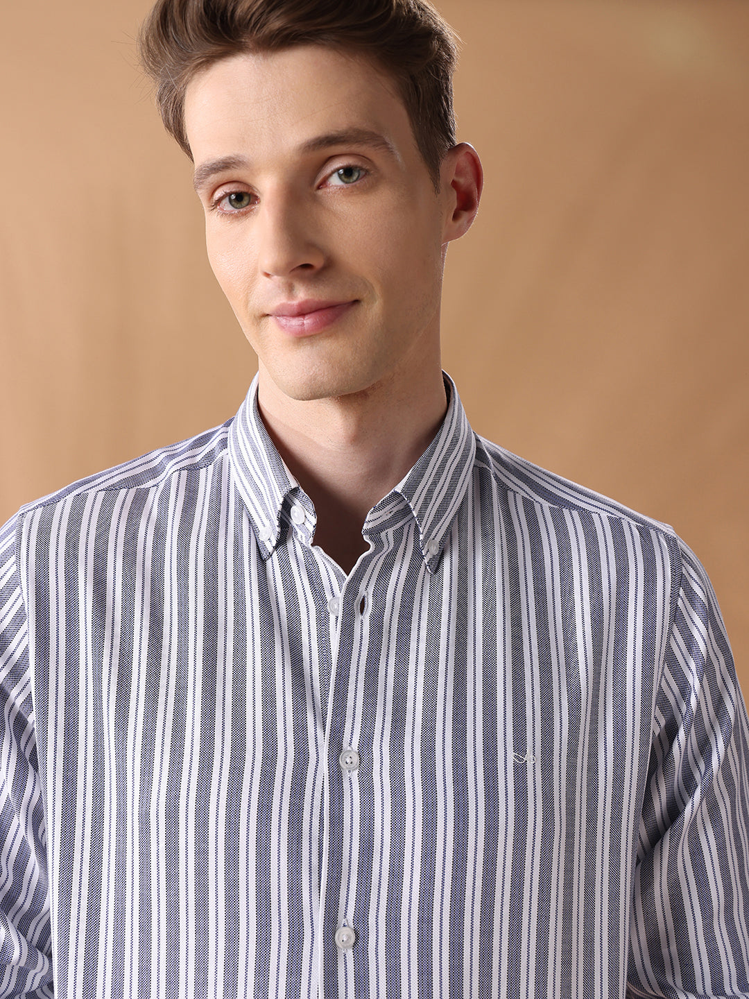 Blue Regular Fit Striped Casual Shirt for Men (COSMO)