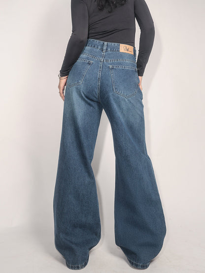 Starlight Blue Washed Wide Leg Jeans