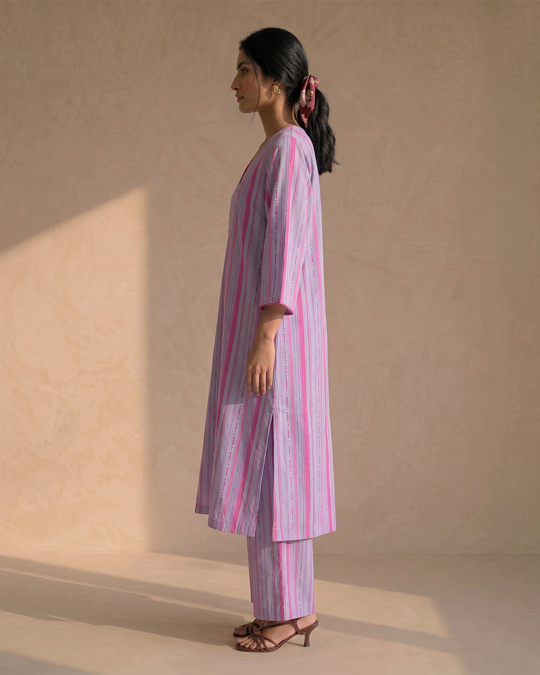 Purple Blush Stripe Kurta Set