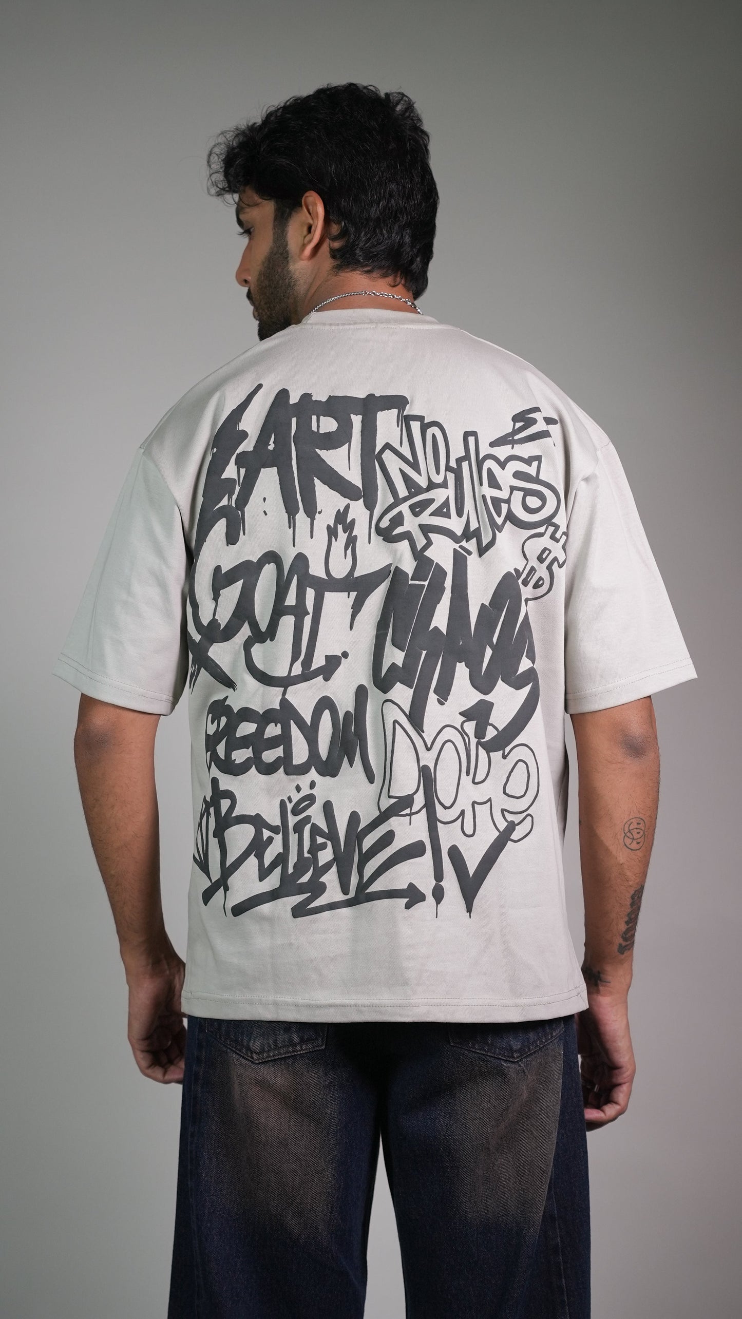 Rust Graffiti Grey Men’S Oversized T-Shirt Rustlines