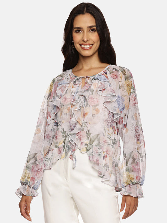 IS.U White Ruffled Boho Top