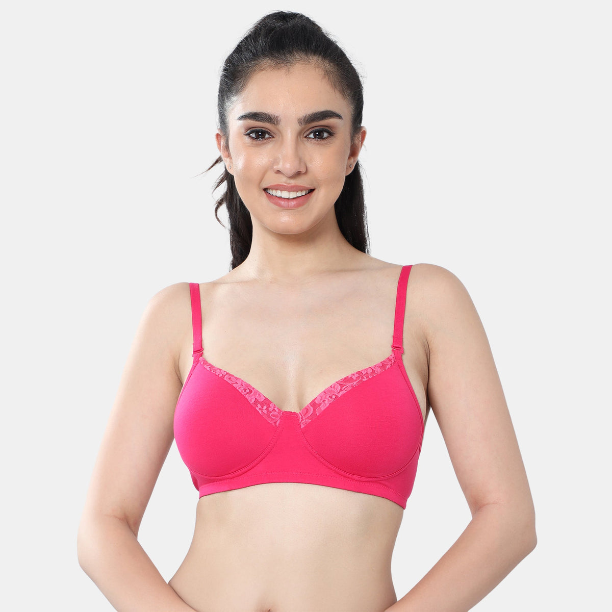 Envie Padded Non-Wired 3/4th Coverage T-Shirt Lace Bra
