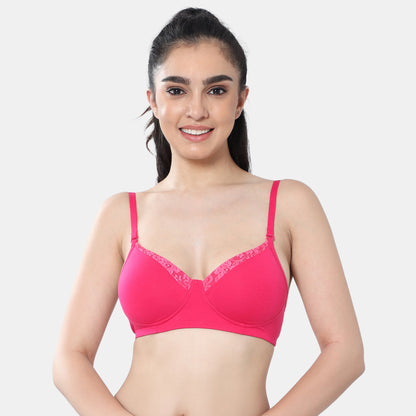 Envie Padded Non-Wired 3/4th Coverage T-Shirt Lace Bra