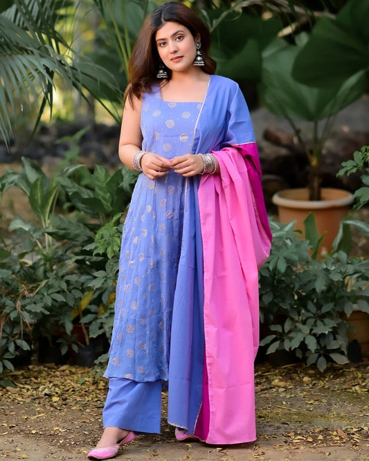 Sheer  Blue Chiffon Anarkali