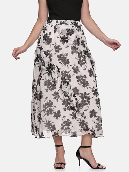 IS.U Floral Off White Skirt and Top Co-ord set