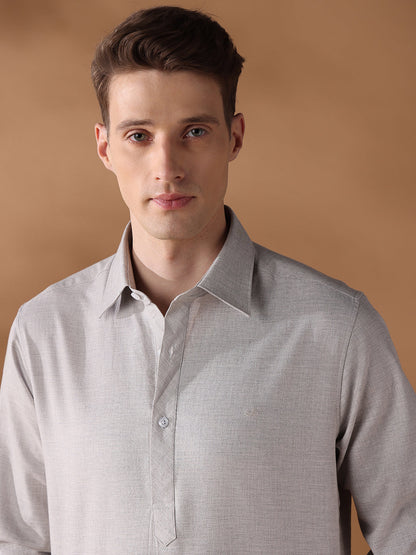 Grey Regular Fit Solid Casual Shirt for Men (CAVOR)