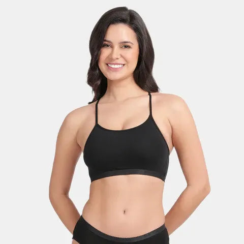 Envie girls beginners bra non padded non wired 3/4th coverage NVGB1125 black soft comfortable training bra for teens