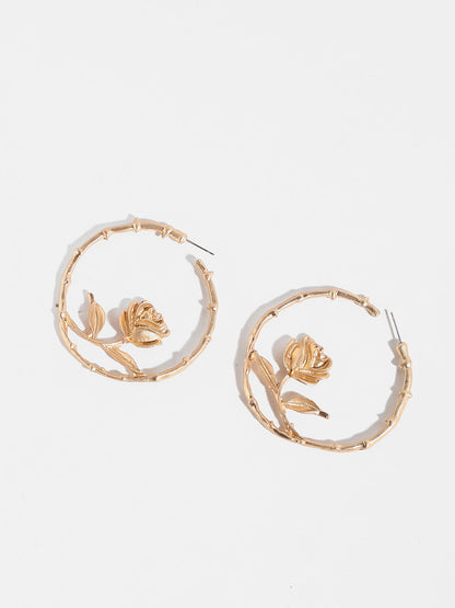 Gilded Flower Hoop Earrings