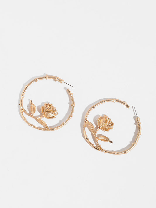 Gilded Flower Hoop Earrings
