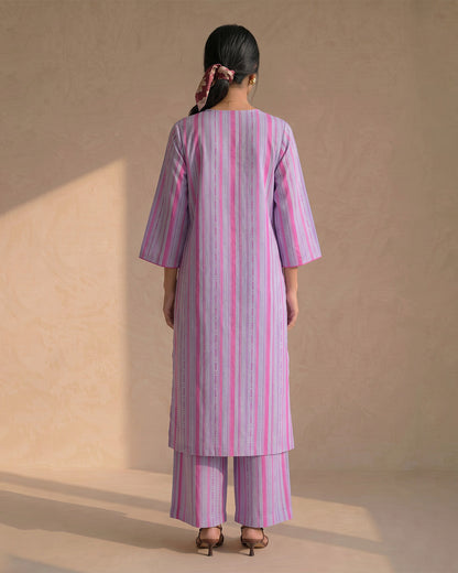 Purple Blush Stripe Kurta Set