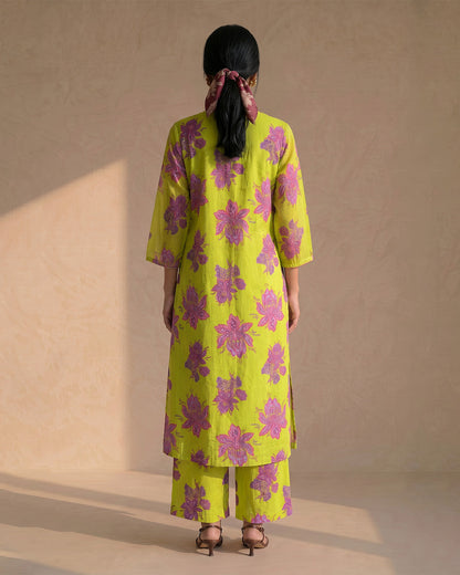 Yellow Bloom Floral Kurta Set