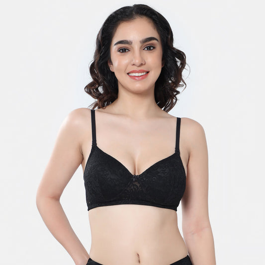 Envie Padded Non-Wired 3/4th Coverage T-Shirt Lace Bra