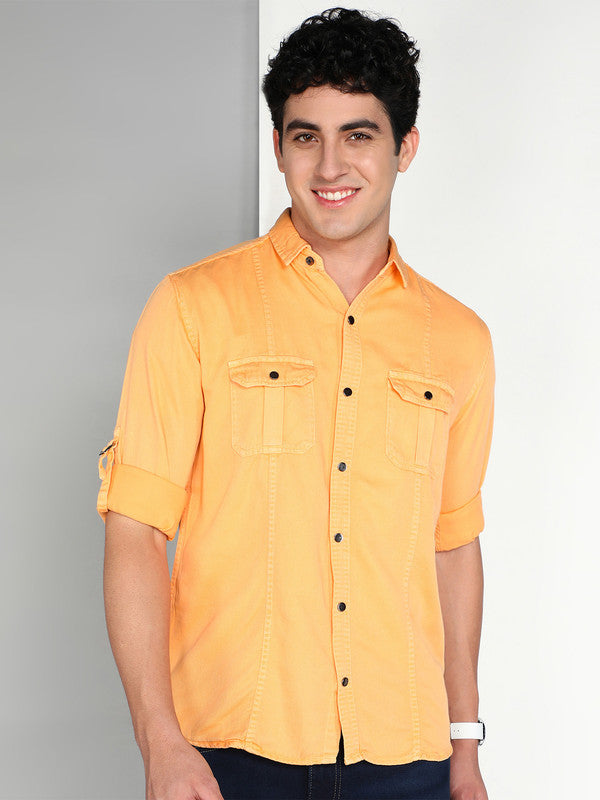 Kuons Avenue Men's Mango Cotton Twill Casual Shirt