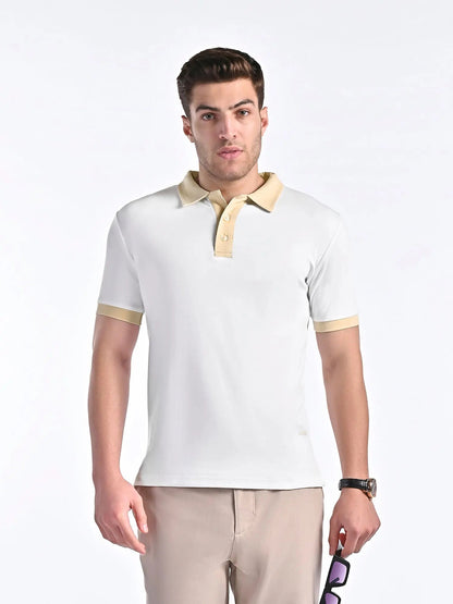 Men's Smooth-Touch Contrast White Polo Vellure