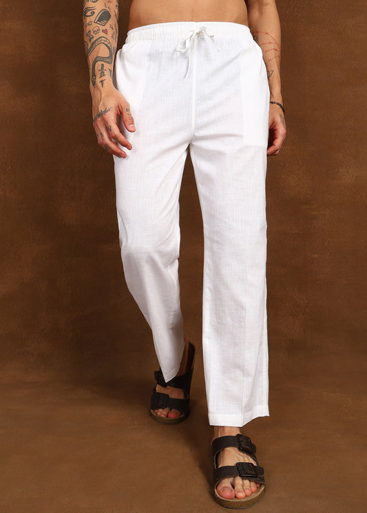 Fabmade White Linen Pyjama