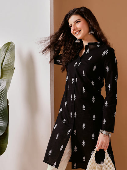 Barara Black Ikat Print Kurta