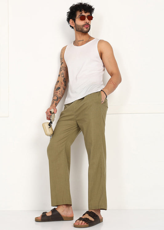 Fabmade Khaki Root Linen Pyjama