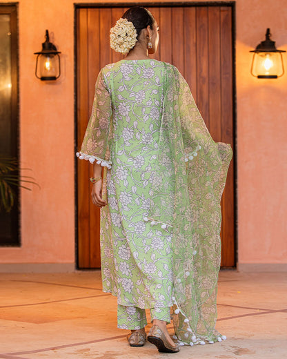 Pistachio Green Kalamkari Suit