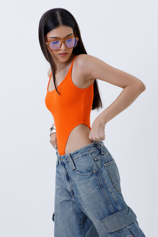 Ribbed High Cut Bodysuit
