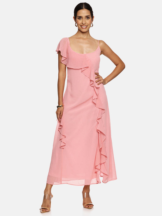 IS.U Peach Ruffle Maxi Dress
