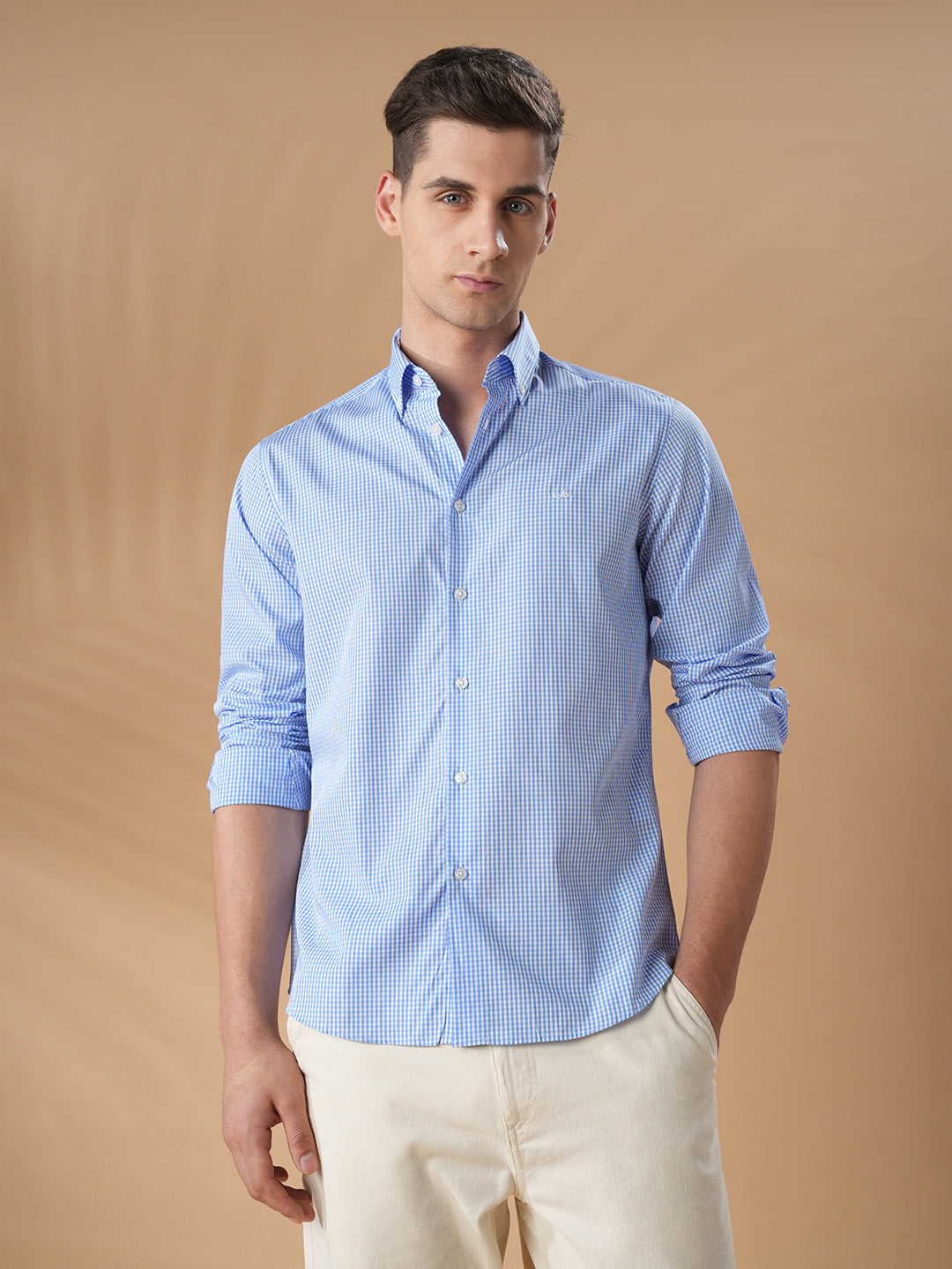 Blue Regular Fit Formal Cotton Shirt for men (CUDEL)