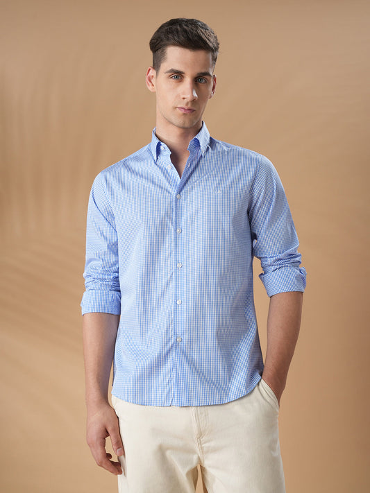Blue Regular Fit Formal Cotton Shirt for men (CUDEL)