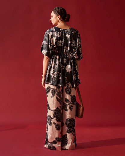 Black Abstract Floral co-ord set