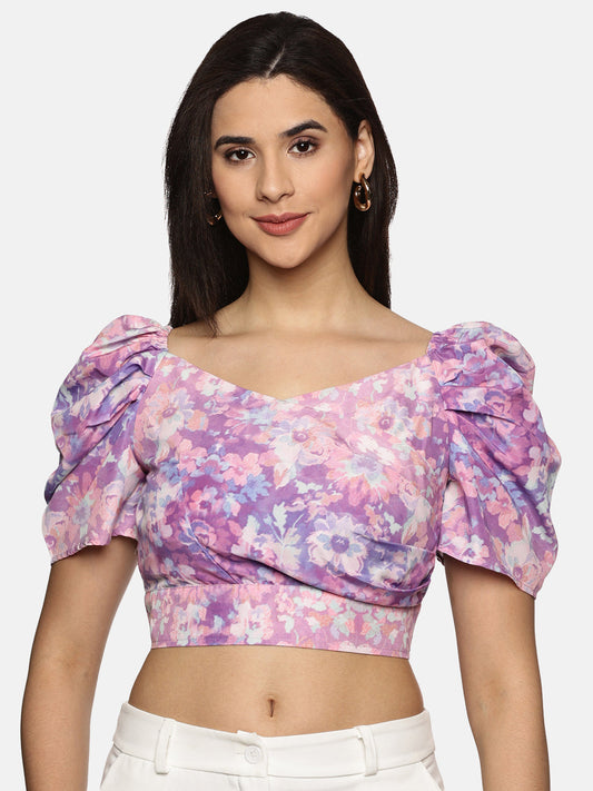 Buy Puffed Sleeve Peplum Top For Women