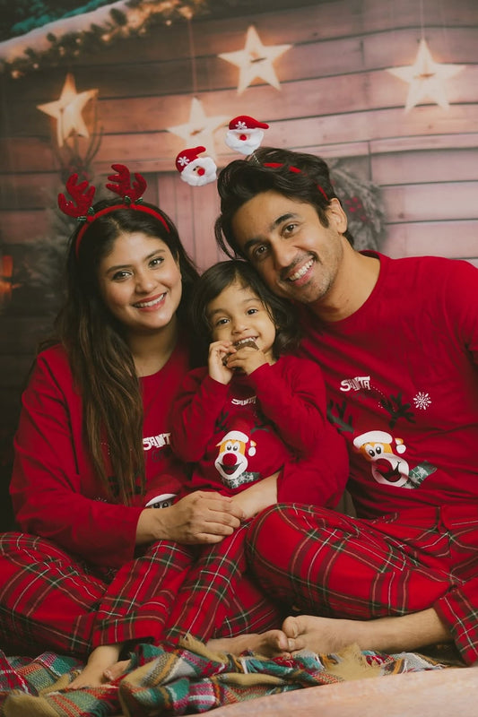 Red Nose Reindeer Pajama Set for Family Nap Chief