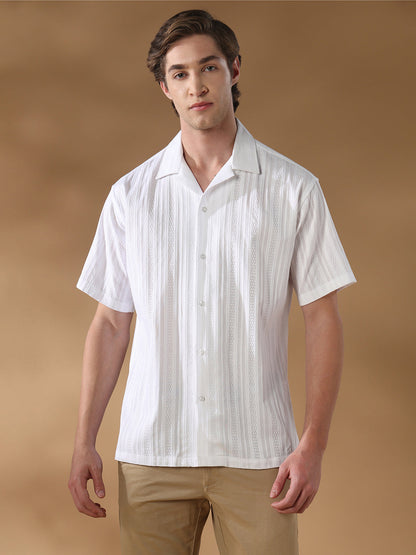 White Regular Fit Casual Cotton Shirt for men (ADELO)
