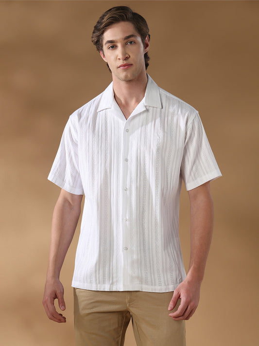 White Regular Fit Casual Cotton Shirt for men (ADELO)