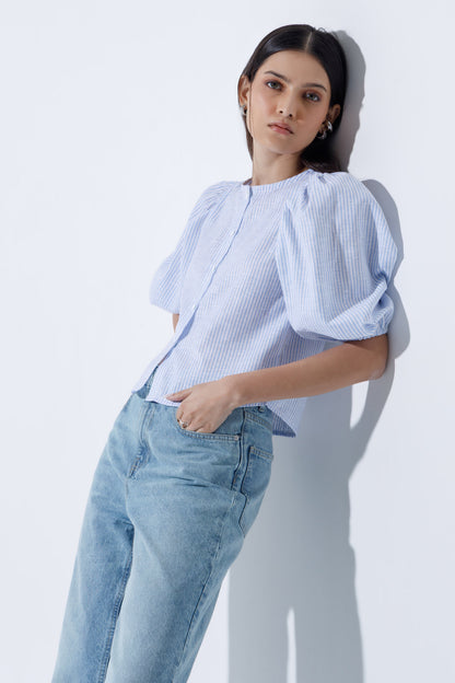 Linen-Blend Blouse
