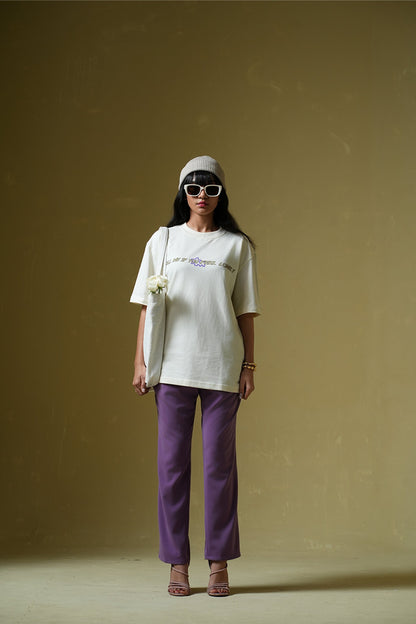 Call Me Printed Cream Oversized T-Shirt Main Character