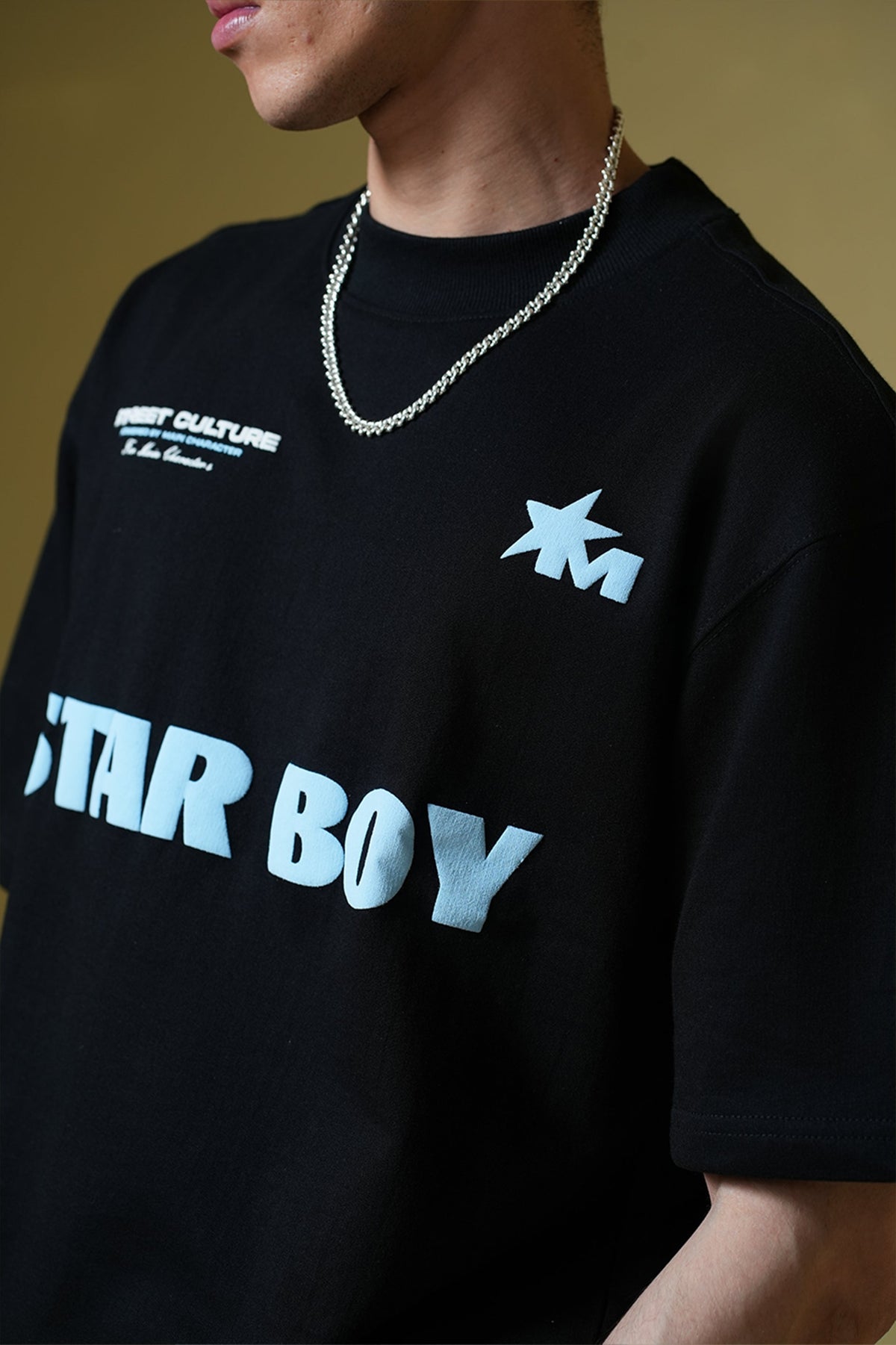 Star Boy Black Oversized Black T-Shirt Main Character
