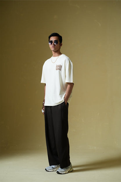 Siesta Beach Printed Oversized Beige T-Shirt Main Character