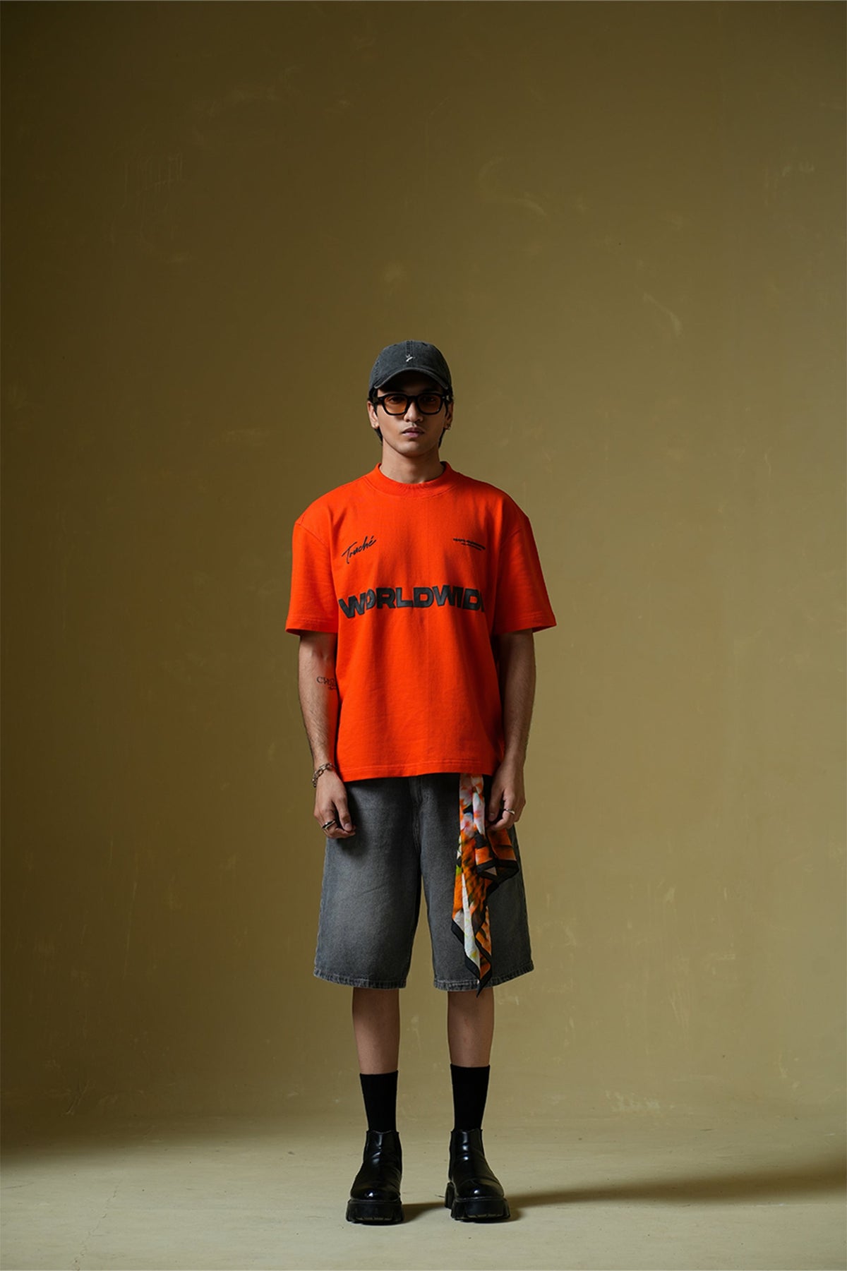 Worldwide Printed Orange Oversized T-Shirt Main Character