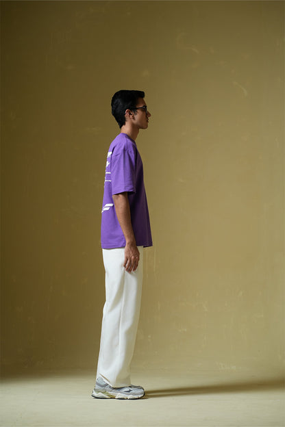 Wait For Nobody Printed Purple Oversized T-Shirt