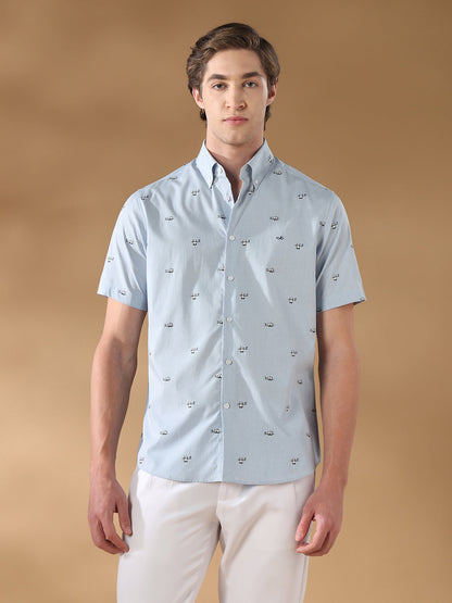 Blue Regular Fit Casual Cotton Shirt for men (CULIX)