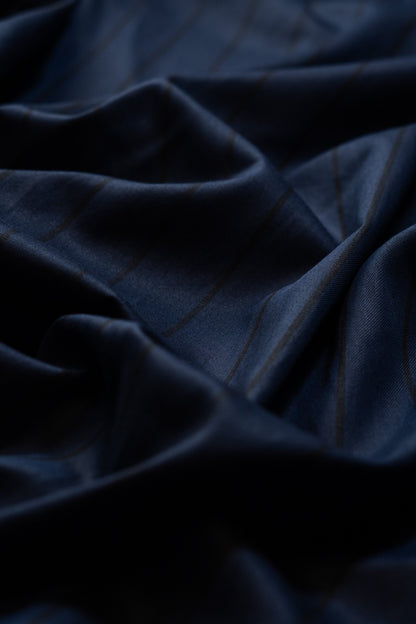 Navy Blue Regular Fit Striped Formal Cotton Blend Shirt for Men (LIVIA)