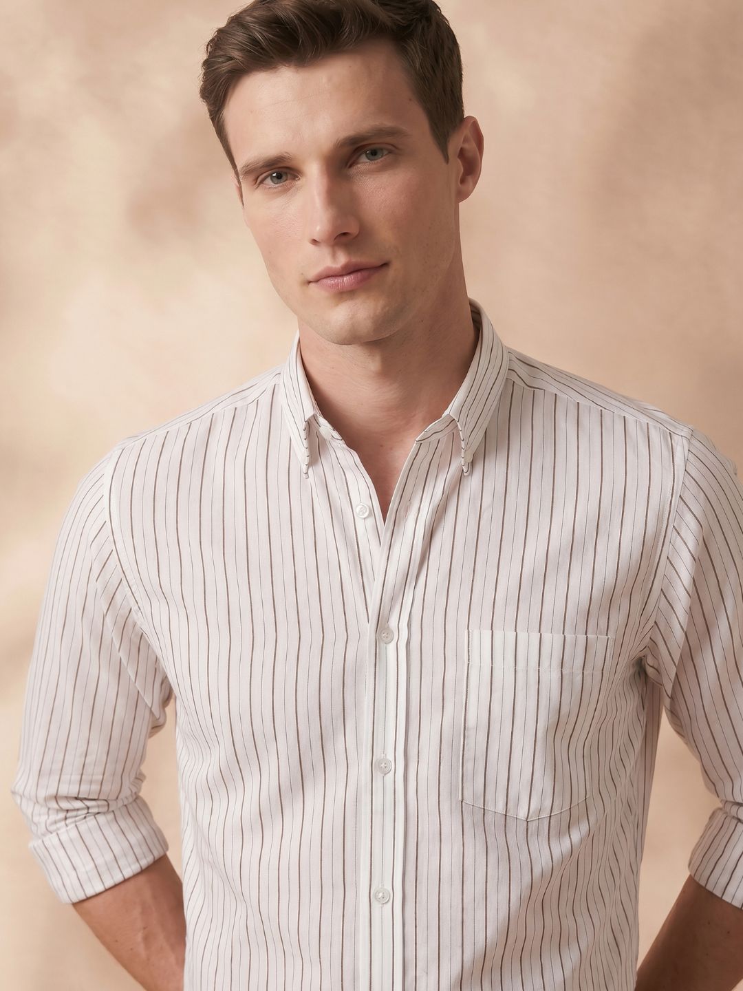 Regular Fit Cotton White Formal Shirt for Men (FIXON)