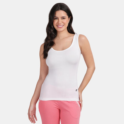 Envie NVC3006 White U-Neck Cotton Tank Top Pack of 2 Layering Slip
