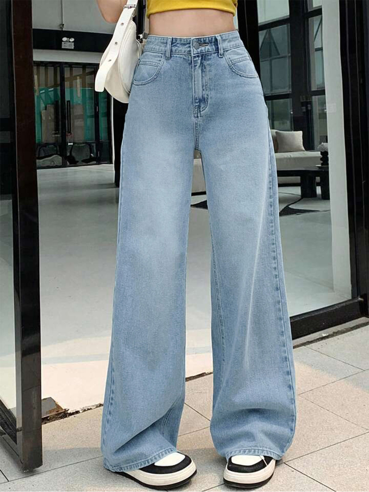 Wispy Blue Washed Wide Leg Jeans