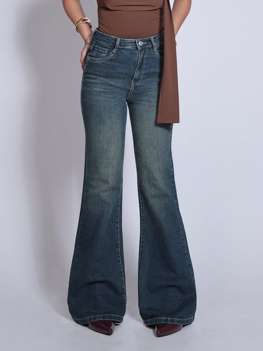 Premium Deep Sea Blue Washed Bootcut Jeans