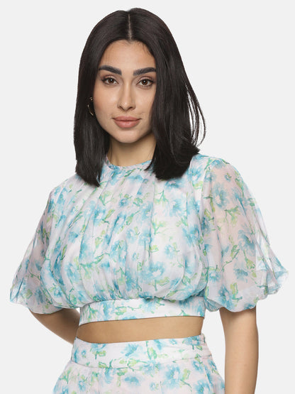 Buy Half Sleeve Puffed Crop Top For Women 