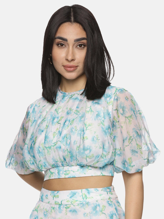 Buy Half Sleeve Puffed Crop Top For Women 