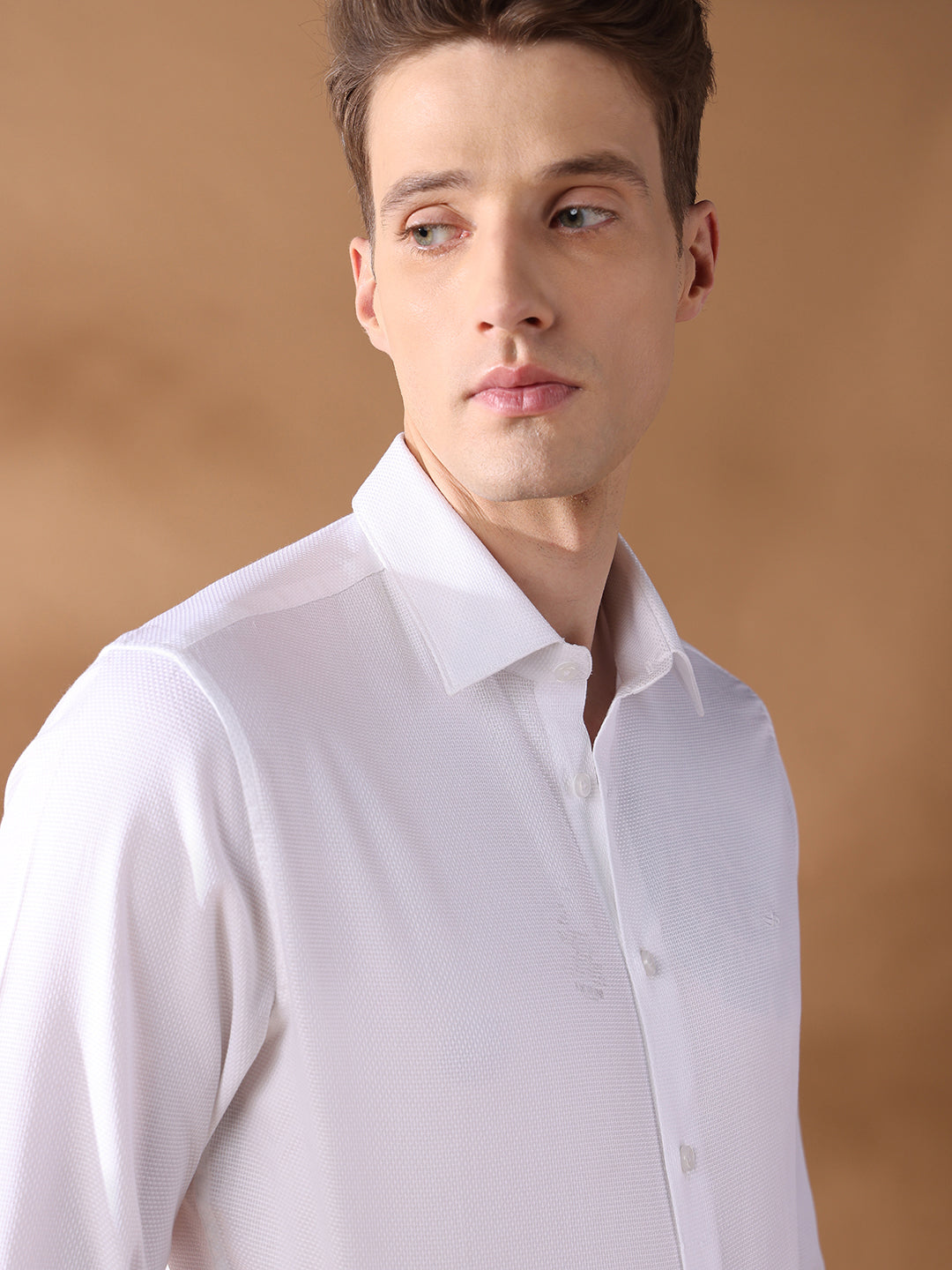 White Slim Fit Solid Formal Shirt for Men (FIANO)