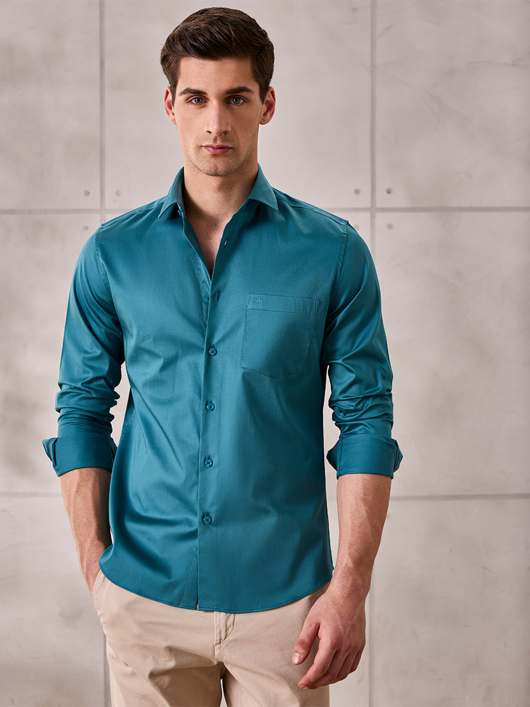 Aldeno Men Deep Teal Formal Shirt (NERIO)