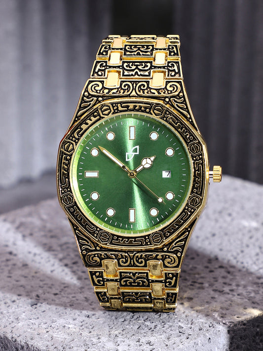 Embossed Round Watch - Gold