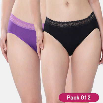 Envie Medium Rise 3/4th Coverage Lace Hipster (Pack of 2)