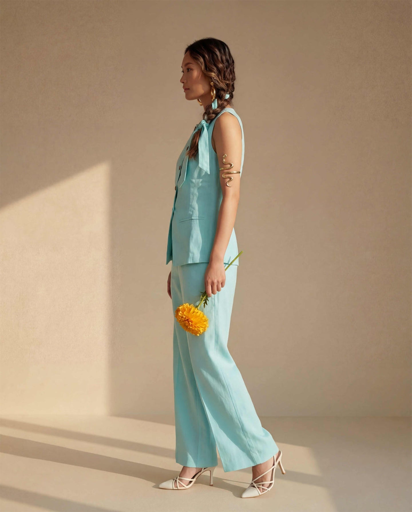 Sky Vest Linen Co-ord Set